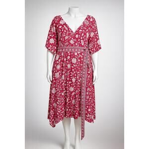 ESHAKTI WAYWARD FANCIES KIMONO STYLE FAUX WRAP DRESS FLORAL PRINT SIZE 2X